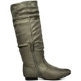 thumbnail image 2 of Dream Pairs Women's Suede/Pu Flat Zip Fall Fashion Slouchy Knee High Boots Blvd Army/Green Size 5, 2 of 4