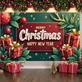 thumbnail image 3 of Red Christmas Banner Gold Xmas Display Festive Gift Box Holiday Backdrop for Christmas Party Holiday Decoration New Year Celebration, 3 of 9
