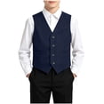 thumbnail image 6 of Odeerbi Kids Boys Suit Vest V Neck Button Waistcoat with 3 Pockets Formal Dress Vest for Wedding Party, 6 of 9