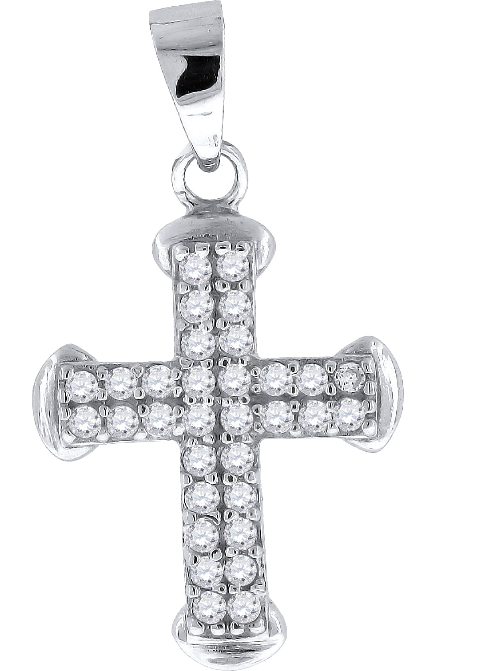 FB Jewels 925 Sterling Silver Mens Women CZ Anchor Charm Pendant 