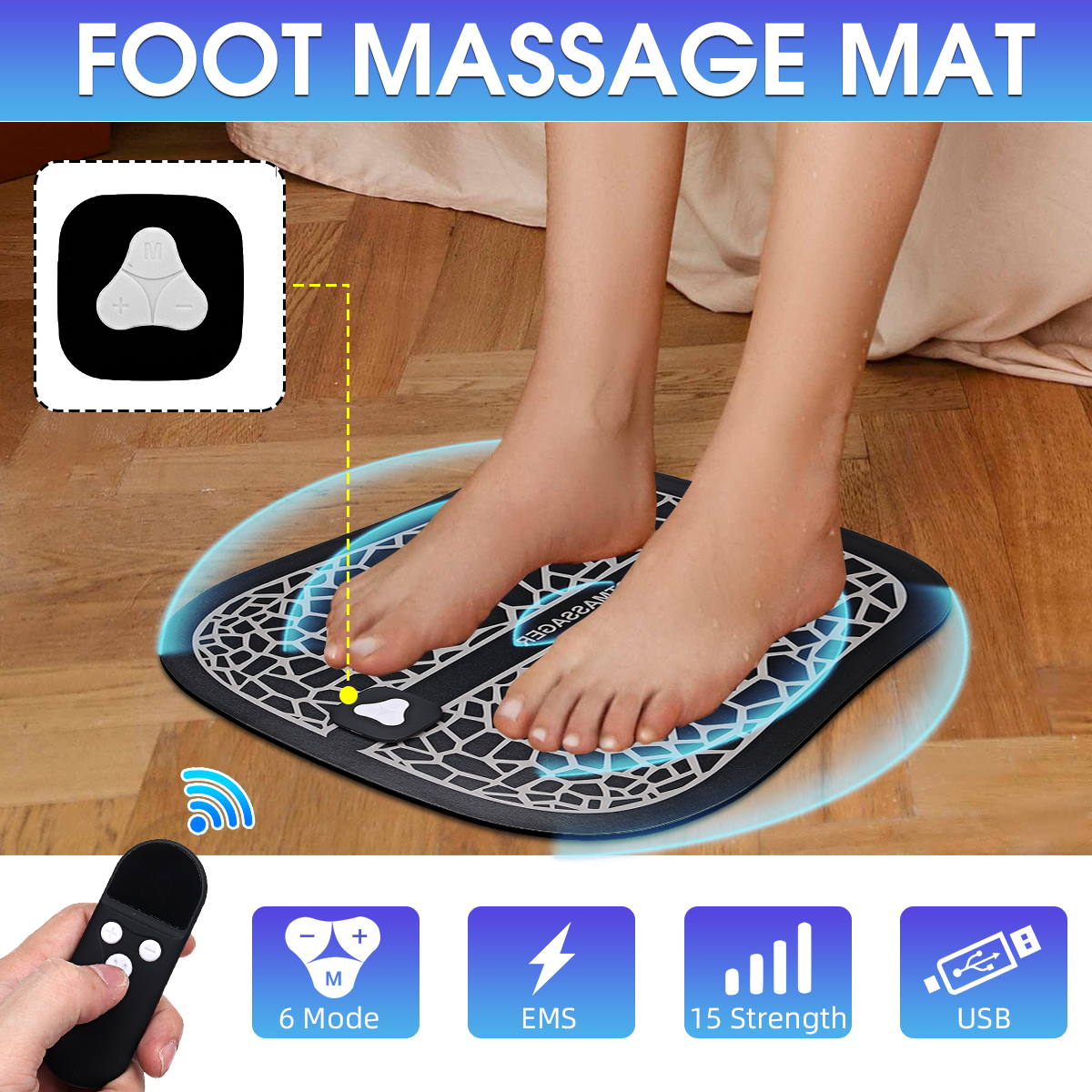 Kudosale 6 Mode Abs Stimulator Foot Massage Mat Pad Wireless Feet