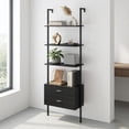 thumbnail image 5 of Demi Bonn 6-Tier Ladder Bookcase, 2 Drawers, Metal Frame, Raised Legs, Home Office Organizer, Black, 5 of 8