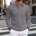 thumbnail image 5 of Fabrcox Men Long Sleeve Polo Shirts Button Up Collared Golf Shirts Men Regular Fit Casual Office Mens Dress Shirt with Chest Pocket Gray S, 5 of 8