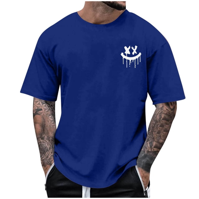 T-Shirts à Col Rond pour Hommes Séchage Rapide Imprimé Polyester, Coupe 3D Col Rond Haut Athlétique pour Gym, Course, Cyclisme & Décontracté