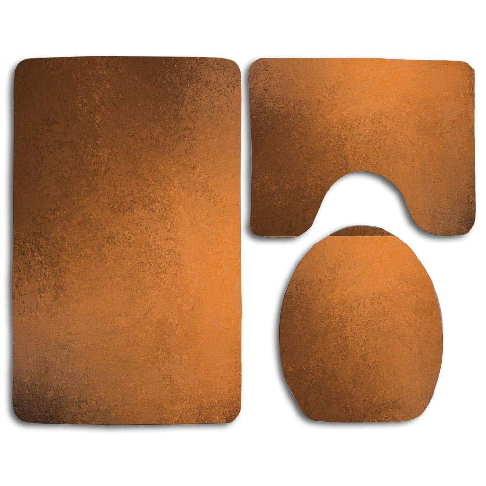 CHAPLLE Copper Grungy Vintage Texture Old Copper Surface Autumn 3 Piece Bathroom Rugs Set Bath Rug Contour Mat and Toilet Lid Cover