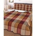 thumbnail image 3 of Quilts Twin Size Bedding Set, Red Brown Plaid Lightweight Quilted Comforter, Modern Abstract Ombre Gingham Checkered Soft Reversible Bedspread Coverlet with Pillow Covers for All Season, 68" x 86", 3 of 7