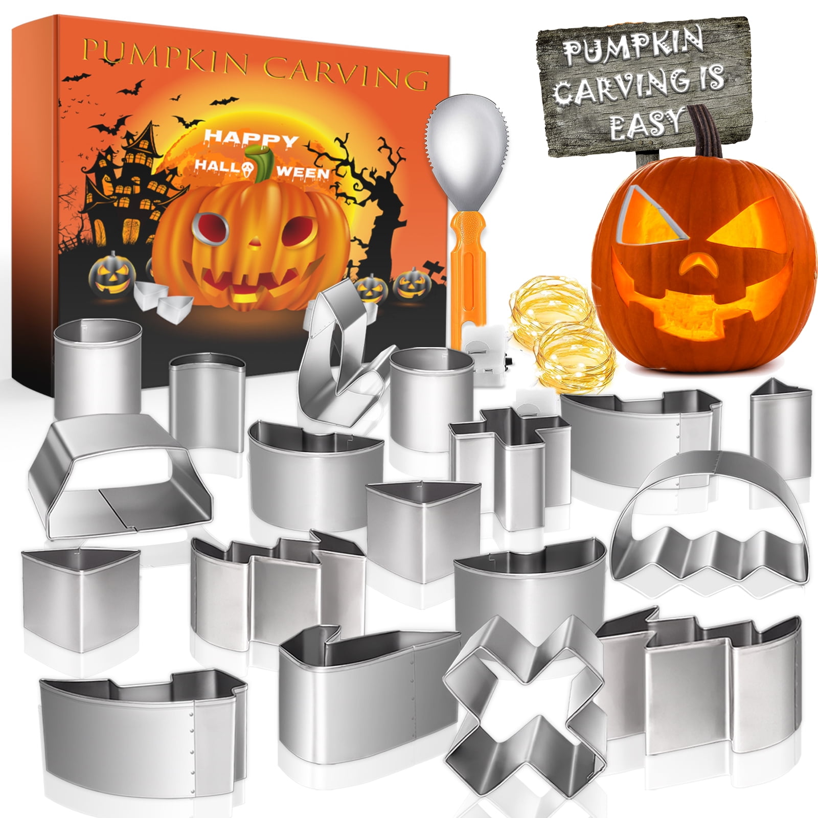 YAHHU Halloween Pumpkin Carving Kit - 18Pcs Pumpkin Carving Stencils ...