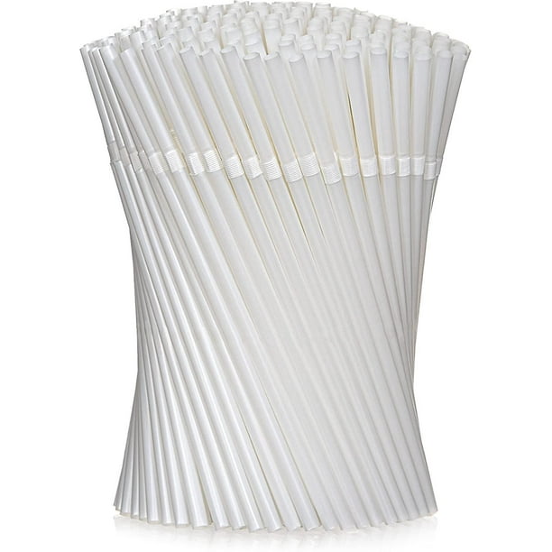 Bulk Pack Of 100flexible Plastic Drinking Straws - White
