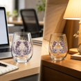 thumbnail image 5 of SLYNSHome Stemless Wine Glass With Vintage Embroidery Style, Astrology Horoscope Printed Glass Cup,Drinkware Gift For Home Bar, 5 of 7