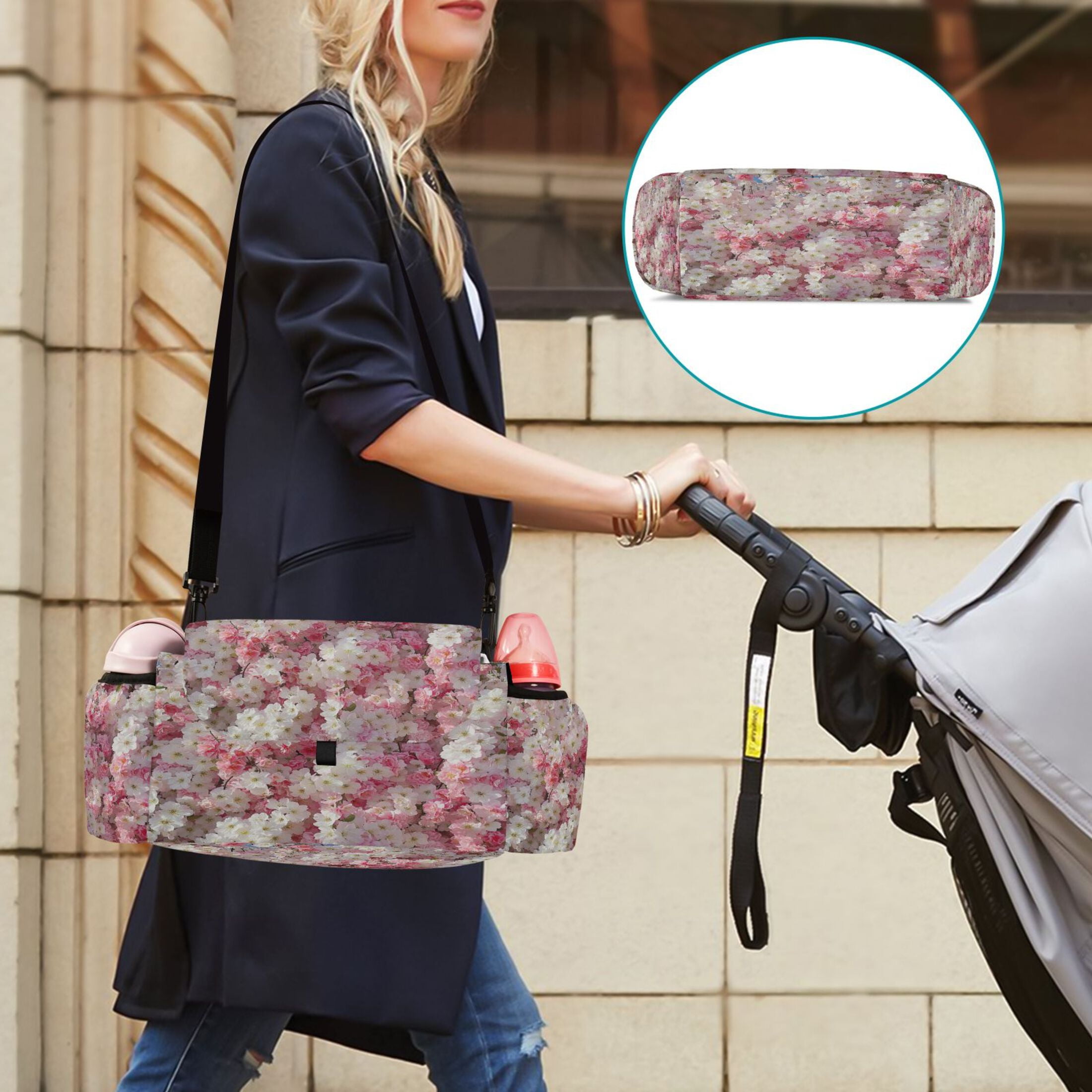 DIXRUYEE Stroller Organizer Blossom Abundance Printed