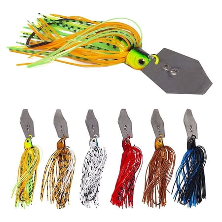 6 Pieces Chatter Bait Fishing Lures Spinner Swim Jig Bait with Silicone Skirt Realistic Hard Swimbaits for Bass Trout Salmon Pike Freshwater Saltwater Fishing