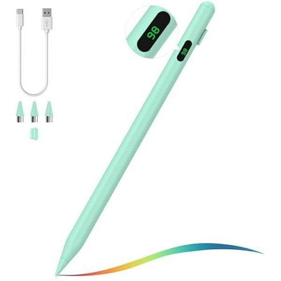 Stylus Pen for Touch Screen, Active Universal Stylus Pen Compatible with iPad/iPhone/Samsung/Tablet Devices and Other iOS/Android Smartphone, Tablet Pen with Power Display, Green