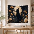 thumbnail image 4 of Black Cat Against Golden Moon and Ginkgo Leaves, Moody Gothic for Cat Lovers, Celestial Botanical Art, Halloween Gift, Tapestry Wall Hanging for Bedroom and Living Room, 4 of 5