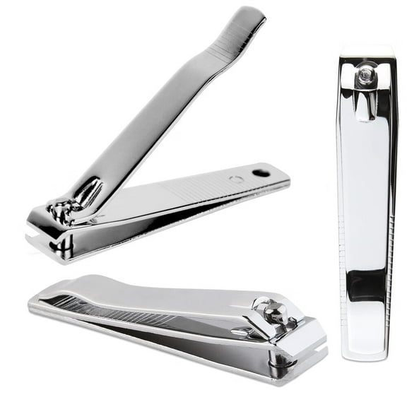 3pcs Large Stainless Steel Straight Nail Clipper - Professional Ultra Sharp Sturdy Silver Finger Nail and Toe Nail Cutters for Acrylic Nails Grooming Manicure