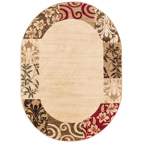 Well Woven Barclay Oval Damask Persian Area Rugs, Red