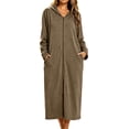 thumbnail image 2 of SELONE Bathrobes for Women Zip Front Plus Size Long Dress Full Zip Long Sleeve Hooded Robe with Pockets Cozy Homewear, 2 of 9