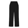 thumbnail image 4 of Maean Women's Comfy Wide Leg Pants Elastic Waist Solid Color Casual Loose Outdoor Walk Trousers with Pockets, 4 of 6