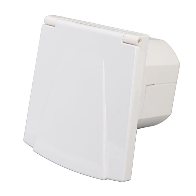 RV Plug Power Inlet Box 3 Prong 240V 16A Water Resistant Dust Proof Embedded Power Inlet Box with Protective Cover for Trailer Campervan Boat Outdoor