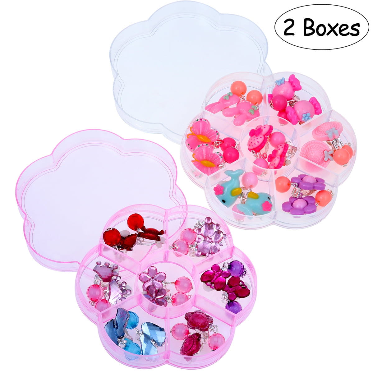 TINKSKY 14 Pairs of Young Girls Play Earrings Box Set Clipon Jewelry