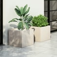 thumbnail image 2 of Bailor Outdoor Cast Stone Square Planter, Set of 2, White, 2 of 9