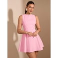 thumbnail image 3 of Coral Pink A-Line Sleeveless Fitted Waist Elegant Mini Dress For Women, 3 of 6