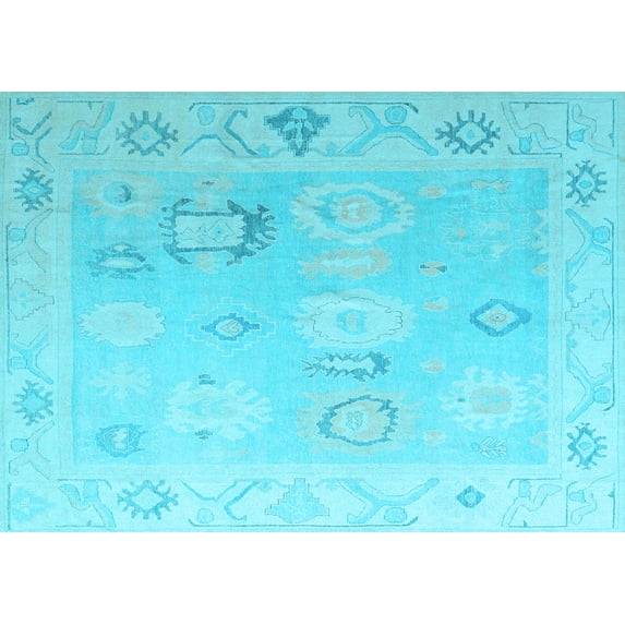 Ahgly Company Indoor Rectangle Oriental Light Blue Traditional Area Rugs, 2' x 5'