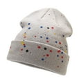 thumbnail image 2 of ZSQDM Hat Warm Chunky Cable Knit Polka Dots Hats Soft Stretch Thick Cute Knitted Cap for Cold Weather Letter Hats beanie New Era Hats berets Key Caps, 2 of 5