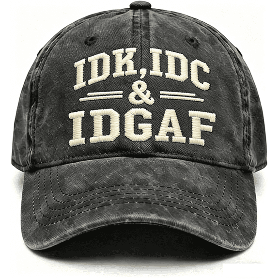 IDK Hat Embroidered Idgaf Baseball Cap, Funny Adjustable Distressed Cotton Baseball Hat for Men Women
