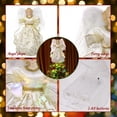 thumbnail image 5 of Angel Tree Topper with Feather Wings and Skirt, Christmas Tree Topper with LED Light for Tree Toppers Holiday Ornament Decorations, 5 of 7