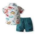 thumbnail image 2 of Bullpiano Toddler Baby Boy Gentleman Shorts Sets Infant Kids Cartoon Dinosaur Print Short Sleeve Button down Bowite Shirt Top+Shorts Suits Hawaiian Outfit 1-6Y, 2 of 9