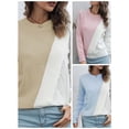 thumbnail image 4 of Women Sweater O Neck Splicing Color Casual Pullovers, 4 of 8