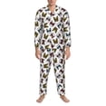thumbnail image 3 of Fotbe Bulldog Sunglasses Face Pijama de Hombre con Estampado de Manga Larga, Conjunto de 2 Piezas, Ropa de Dormir Suave y Cómoda con Bolsillos-XX-Large, 3 of 7