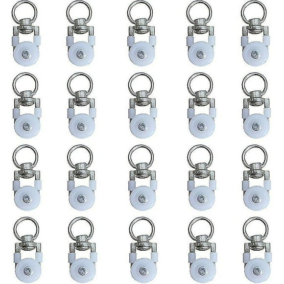 New 20 Pcs Curtain Rollers, Rollers, Curtain Rod Roller Sliders, Silent Pulleys, Curtain Track Double Track Rollers, Window Curtain Tracks