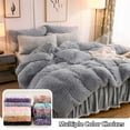 LIFEREVO Luxury Plush Duvet Set, Faux Fur, Velvet, Pom Pom Pillowcases