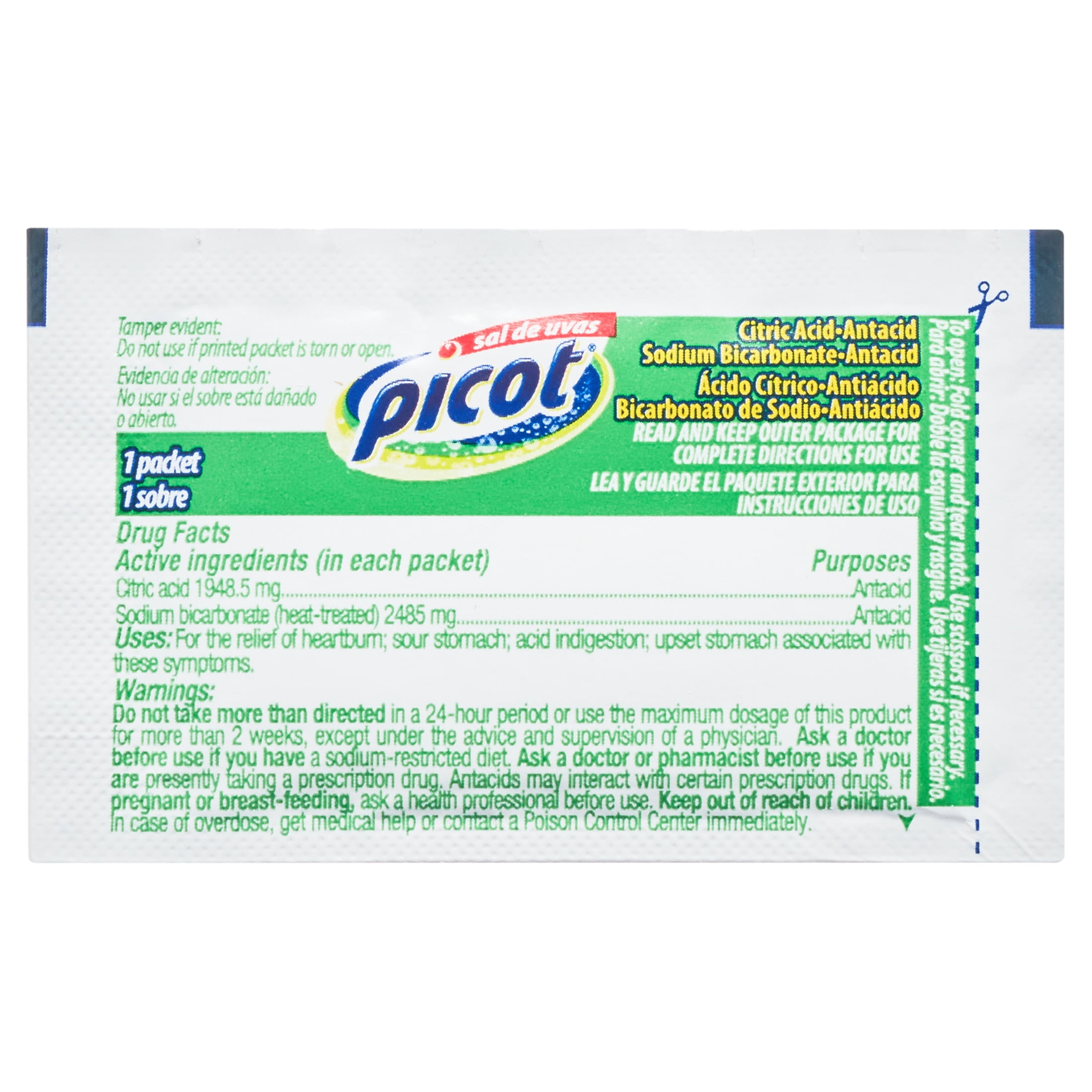 (2 pack) Sal De Uvas Picot an Effervescent Antacid Powder Solution for Heartburn Symptoms, 12 Count