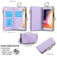 thumbnail image 3 of Allytechgroup Wallet Case for iPhone 7 / 8 / SE 2022 & 2020, RFID Blocking Multiple Cards Holder Zipper Pocket Hand Strap Shockproof Stand Phone Case with Crossbody Lanyard for Women Girls, Violet, 3 of 7