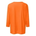 thumbnail image 5 of Oalirro Orange Fashion Tops for Women Trendy 2024 Round Neck Three-Quarter Sleeve Top L, 5 of 5