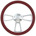 thumbnail image 1 of Burgundy Steering Wheel 14 Inch Aluminum with Chevy Installation Adapter and Horn, 1 of 4