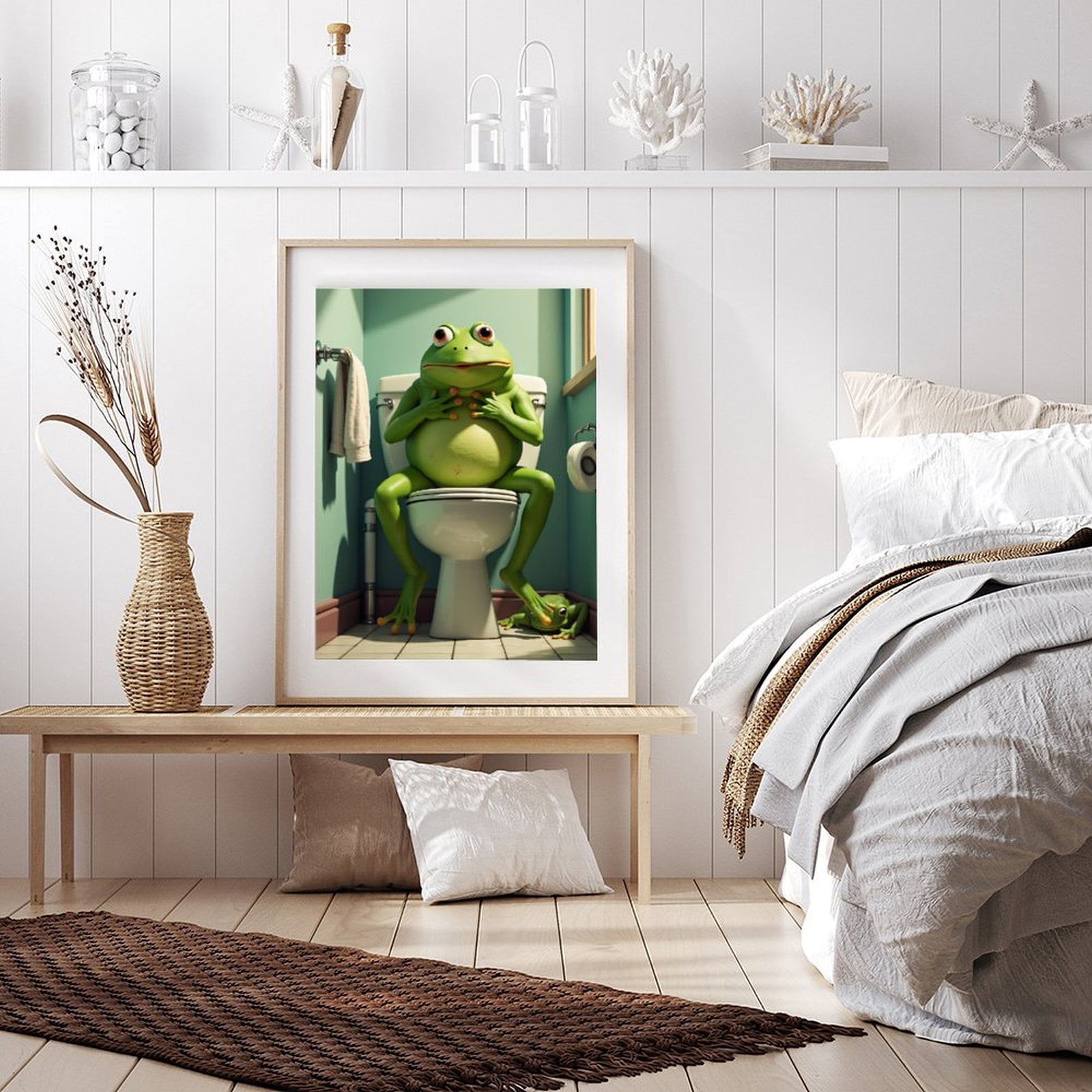 Diamond Art Kits for Adults - 5d Bathroom Frog on White Toilet Diamond Painting for Adults, Diamond Art for Adults Beginners, Diamond Painting Kits for Adults for Home Wall Decor