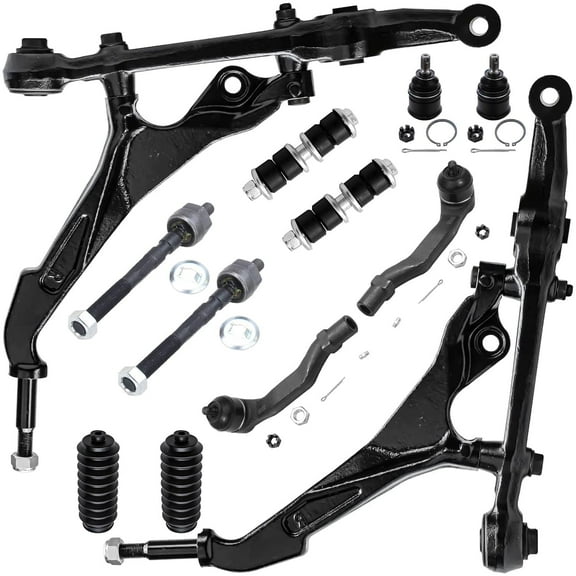 Detroit Axle - 12pc Front Lower Control Arms Tie Rods Ball Joints Sway Bar for Honda Civic Integra