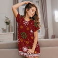 thumbnail image 3 of Balery Merry Christmas Camisón de manga corta con cuello redondo para mujer, cómodo y elegante., 3 of 6