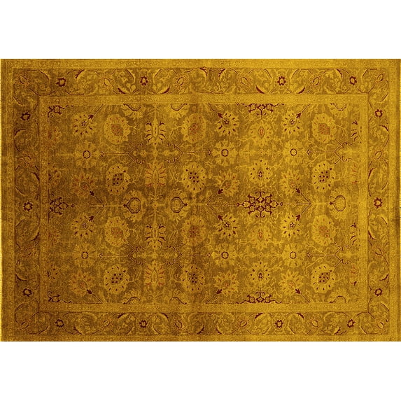 Ahgly Company Indoor Rectangle Oriental Yellow Traditional Area Rugs, 8' x 12'