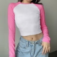 thumbnail image 4 of New Spring and Summer Women‘s Contrast Color Solid Color Sexy Short Sleeve Navel-Exposed Yoga T-Shirt, 4 of 7