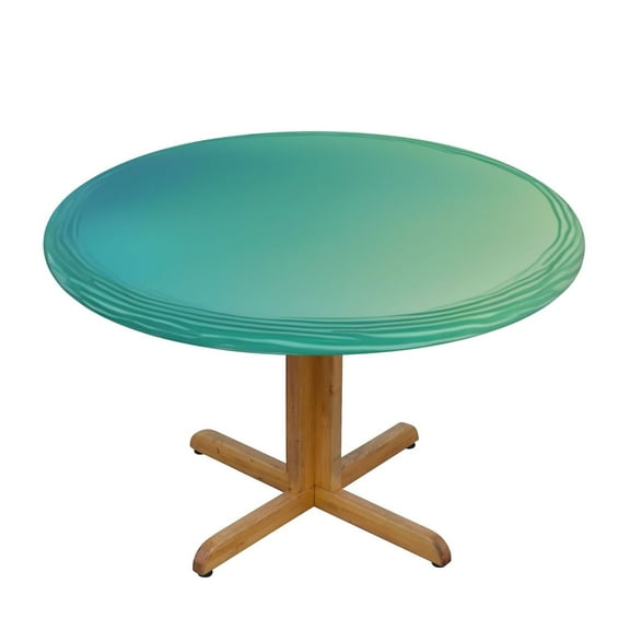 Blue Green Gradient Round Fitted Tablecloths Table Covers Wipeable Waterproof Elastic for Kitchen Dinning Parties Wedding Picnic Small Fits 40-44 Inch Table Size