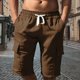 thumbnail image 1 of WILLBEST Pantalones Cortos de Lino de Verano para Hombre, con Bolsillos Grandes, para Playa, Deportivos, de Rayas Lisas, Ligeros y Elásticos, para Verano, Holgados y Casuales., 1 of 6