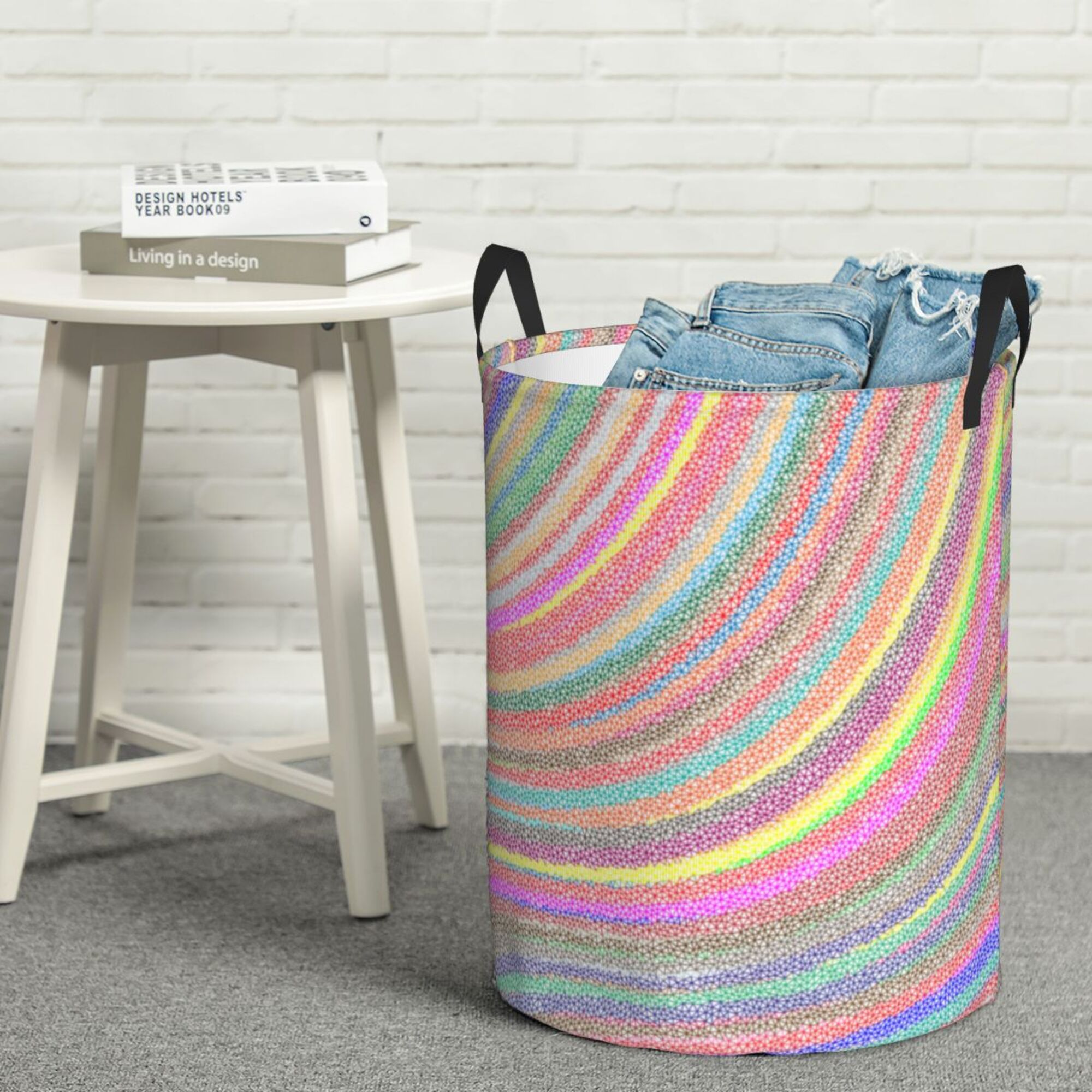 YFYANG Waterproof Laundry Hamper, Rainbow Line Art Laundry Basket