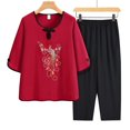 thumbnail image 3 of Iyufng Womens Pajama Sets,Pajama Sets for Women Plus Size,Women's Embroidered Two-piece Casual Home Set,Women's 2 Pieces Sleepwear Sets, 3 of 6
