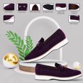thumbnail image 2 of LIBERTYZENO Mens Classic Velvet slip on Loafer Shoes Purple, 2 of 8