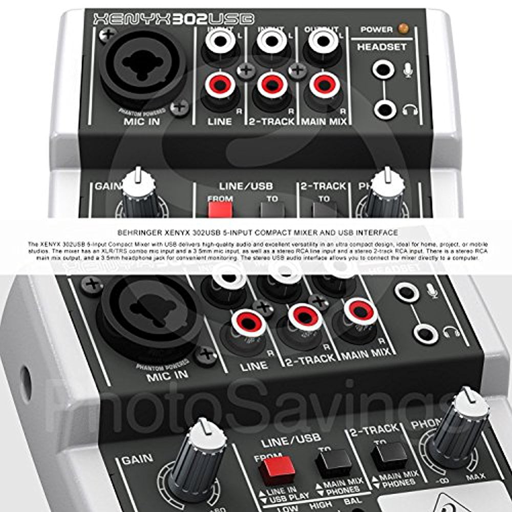 Behringer XENYX 302USB Premium 5-Input Mixer with Mic Preamp and USB/Audio  Interface