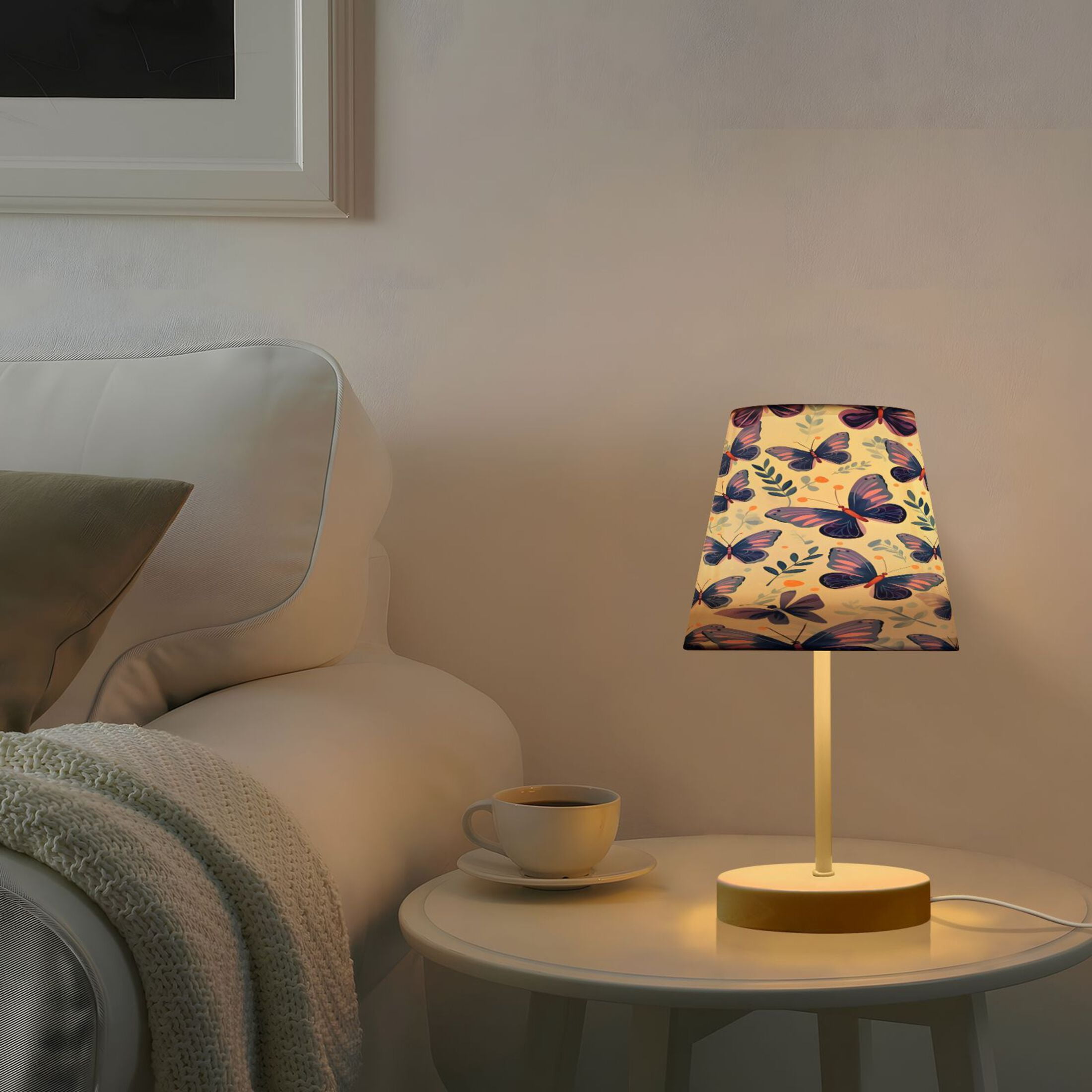 Ryvnso LED Bedside Table Lamp Butterflies in Purple Bedroom Desk Lamps Nightstand Lampshade M